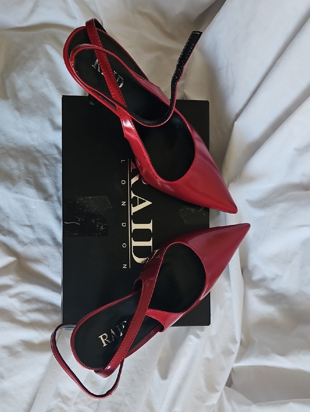 Raid Red Kavya Pointed Slingback Pumps